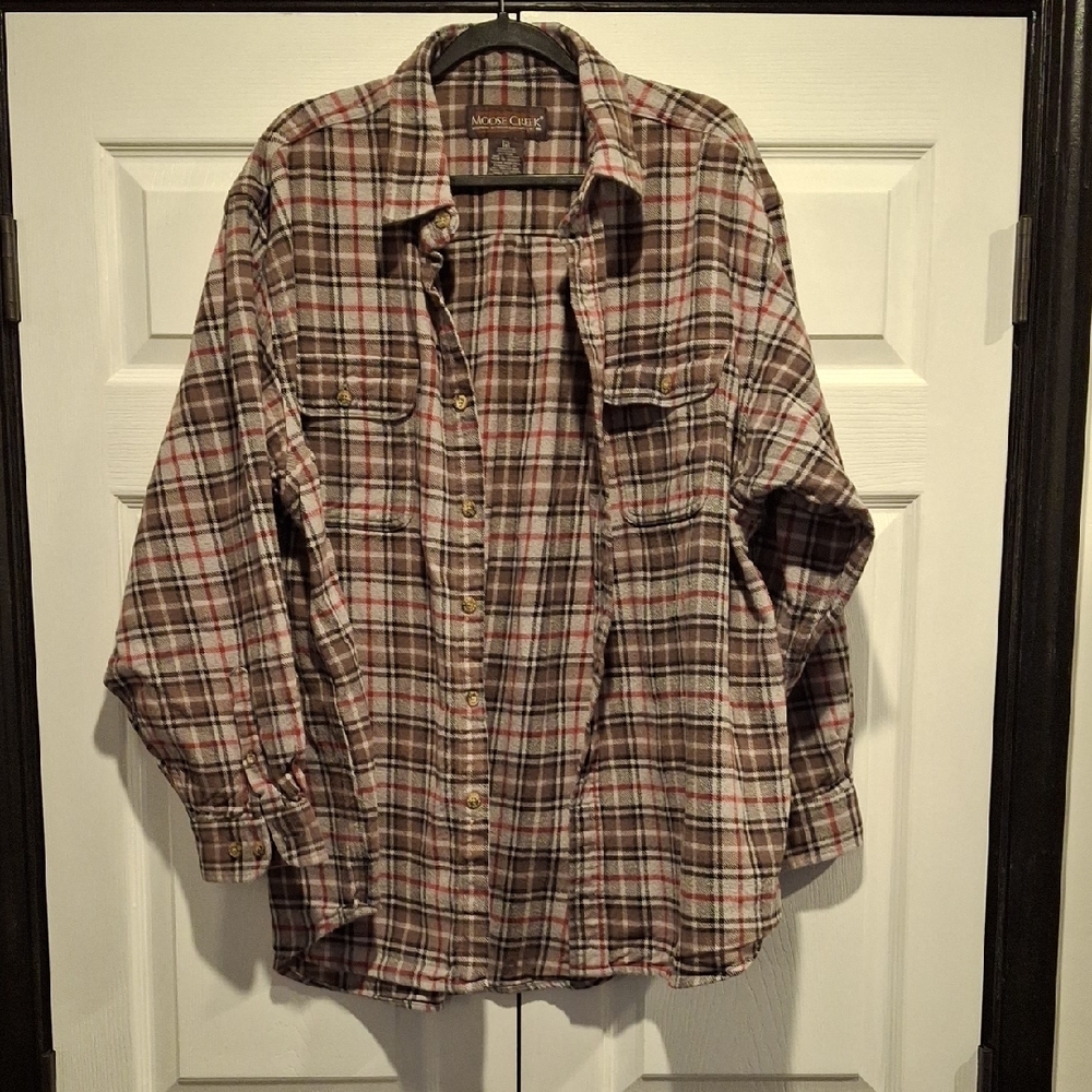 Men's Casual Button Down Shirt - Brown Plaid by Woolrich